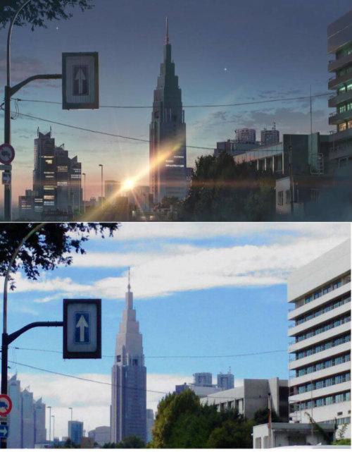 DoCoMo Tower in Tokyo vs Depiction in Your Name