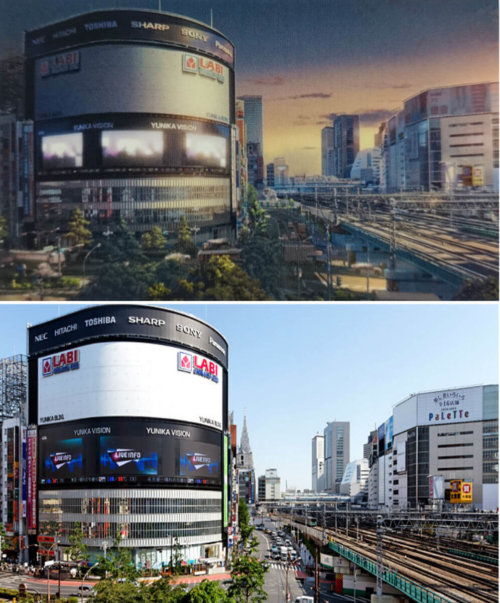 Labi in Shinjuku Tokyo vs Depiction in Your Name
